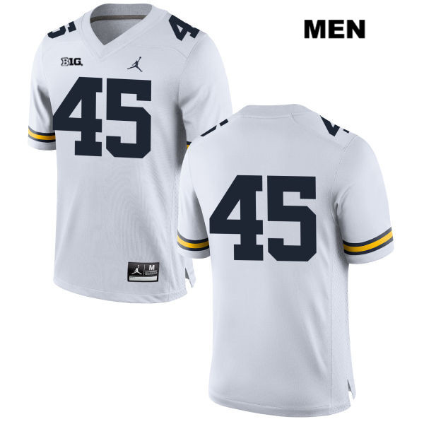 Men's NCAA Michigan Wolverines Adam Shibley #45 No Name White Jordan Brand Authentic Stitched Football College Jersey QO25H88QV